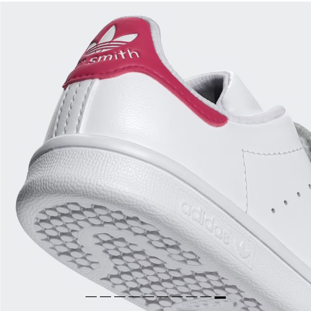 NIB Adidas Sz 2 Kids Pink Stan Smith Comfort Closure Velcro Sneaker Shoes R $70! - Picture 5 of 14